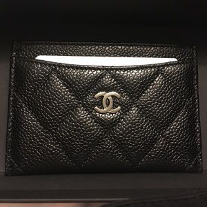 NWB Authentic Chanel Caviar Card Holder Italy